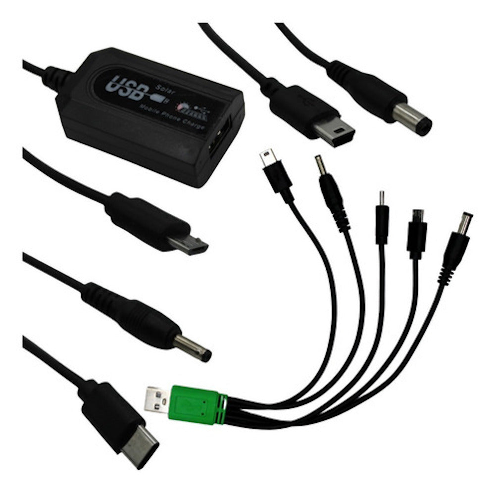 Panel solar 6v 8w salidas V3, V8, tipoC y 2xplug