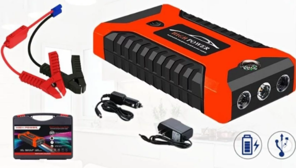 Arrancador Portatil de coche+inflallantas+calibrador+power banck
